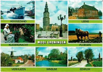 Ansichtkaart Groningen, 5 plaatsen, klederdracht, ploegen beschikbaar voor biedingen