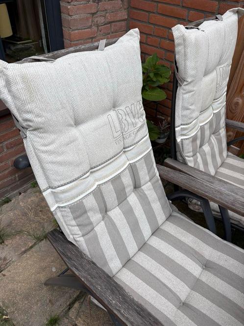 Tuinset met 4 stoelen, tafel en voetenbank, Tuin en Terras, Tuinsets en Loungesets, Gebruikt, Tuinset, Overige materialen, 4 zitplaatsen