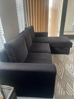 Zwarte Velvet Hoekbank met Opbergruimte, Ophalen, Hoekbank, Zo goed als nieuw, 200 tot 250 cm