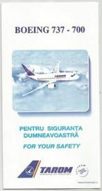 Tarom Boeing 737-700 safety card, Nieuw, Overige typen, Ophalen of Verzenden