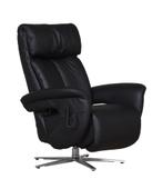 Electrische Himolla sta op relax fauteuil XL zwart leer, Huis en Inrichting, Fauteuils, Ophalen, Zo goed als nieuw, 50 tot 75 cm