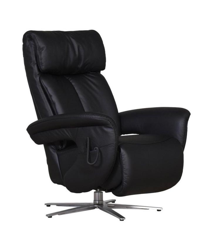 Electrische Himolla sta op relax fauteuil XL zwart leer, Huis en Inrichting, Fauteuils, Zo goed als nieuw, Leer, 50 tot 75 cm