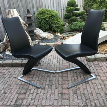 2 IZGS Rolf Benz 7800 stoelen stoel modern leer zwart beschikbaar voor biedingen