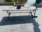 Tuintafel gietijzeren onderstel met eikenhouten blad, Tuin en Terras, Ophalen, Gebruikt, Rechthoekig, Metaal