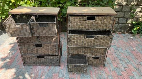Retro kastje (riet / metaal), Huis en Inrichting, Kasten | Dressoirs, Zo goed als nieuw, 50 tot 100 cm, 25 tot 50 cm, Metaal, Ophalen