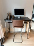 Hoge computer tafel met leren stoel, Ophalen, Overige materialen, Zo goed als nieuw, 75 cm of meer