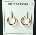 Goud op zilver oorringen 14 of 16 mm doorsnee nieuw., Hangers, Nieuw, Ophalen of Verzenden, Goud