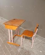 Origineel schoolbureautje met stoel, Ophalen, Gebruikt, Bureau