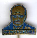Sir W. Churchill blauw op koper speldje ( J_158a ), Verzamelen, Figuurtje, Speldje of Pin, Zo goed als nieuw, Verzenden