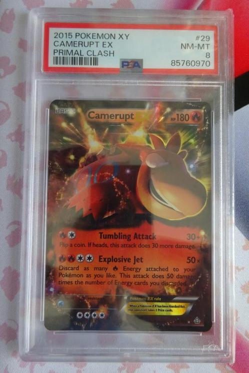 Pokemon Camerupt EX Holo XY Primal Clash 2015 PSA 8, Hobby en Vrije tijd, Verzamelkaartspellen | Pokémon, Nieuw, Losse kaart, Ophalen of Verzenden