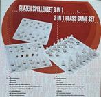 Glazen spellenset 3 in 1, Hobby en Vrije tijd, Gezelschapsspellen | Bordspellen, Ophalen of Verzenden, Zo goed als nieuw