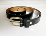 Zwarte leren riem met gouden gesp (maat 95), 3 tot 5 cm, Tailleriem, Ophalen of Verzenden, Echt leder