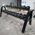 Rubber Dumbells Set  2 kilo tot 20 kilo + Dumbellrek, Sport en Fitness, Ophalen, Zo goed als nieuw, Dumbbell