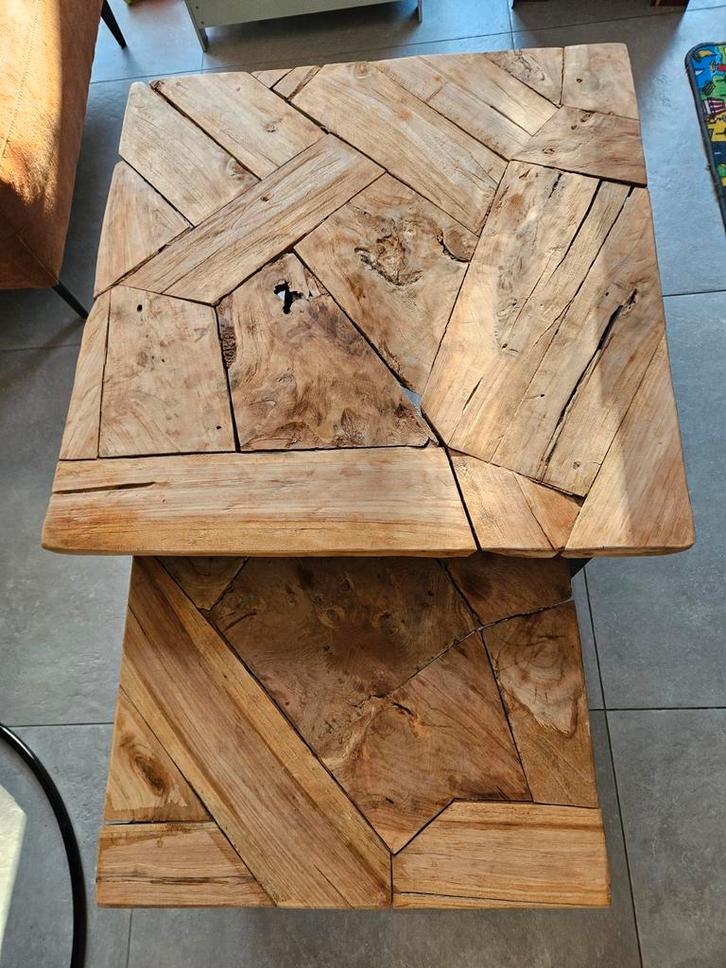 Houten salontafel set, Tuin en Terras, Tuintafels, Gebruikt, Vierkant, Teakhout, Ophalen of Verzenden
