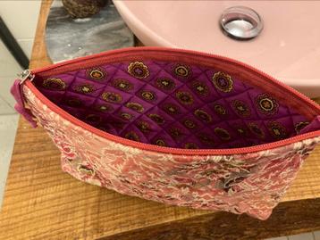 Vintage boho bohemian roze sari stof India toilettas tasje