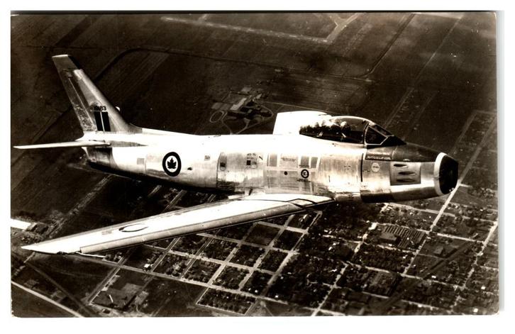 Vliegtuig, North American F. 86 Sabre Straaljager, Verzamelen, Ansichtkaarten | Themakaarten, Ongelopen, 1940 tot 1960, Overige thema's