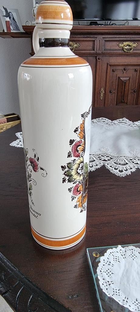 Vintage Polychroom Handgeschilderde Fles, Ophalen of Verzenden