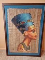 Nefertiti op papyrus ingelijst 76 x 105, Antiek en Kunst, Kunst | Niet-Westerse kunst, Ophalen of Verzenden