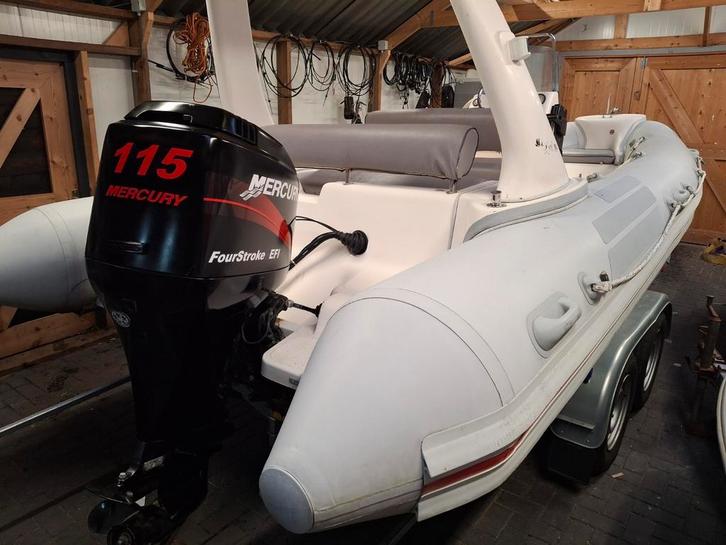 Rib 570 met 115pk mercury 4takt EFI, Watersport en Boten, Rubberboten, Gebruikt, Overige merken, Overige materialen, 70 tot 120 pk