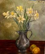 Fris schilderij met narcissen, Ophalen of Verzenden