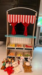 Marktkraam en theater incl poppenkast poppen, Kinderen en Baby's, Speelgoed | Houten speelgoed, Ophalen, Zo goed als nieuw