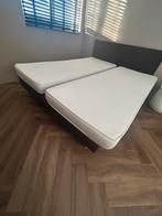 Boxspring 160x200 incl matrassen en topper, Zwart, Tweepersoons, Ophalen of Verzenden, Zo goed als nieuw