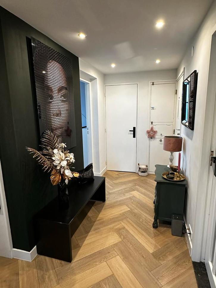 Zwarte MDF Hal/Side Tafel met Verstelbare Voetjes, Huis en Inrichting, Tafels | Sidetables, Gebruikt, 25 tot 50 cm, 100 tot 150 cm