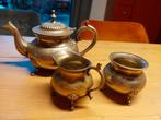 Oude verzilverde theepot, suikerpot en melkkan set, Ophalen of Verzenden