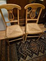 Set van 2 houten stoelen met rieten zitting, Ophalen, Riet of Rotan, Gebruikt, Twee