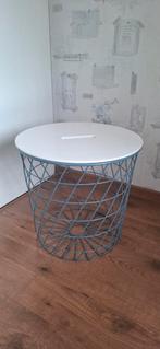 Ikea kvistbro tafeltje/mand in groen met wit deksel, Ophalen, Minder dan 55 cm, Gebruikt, Rond