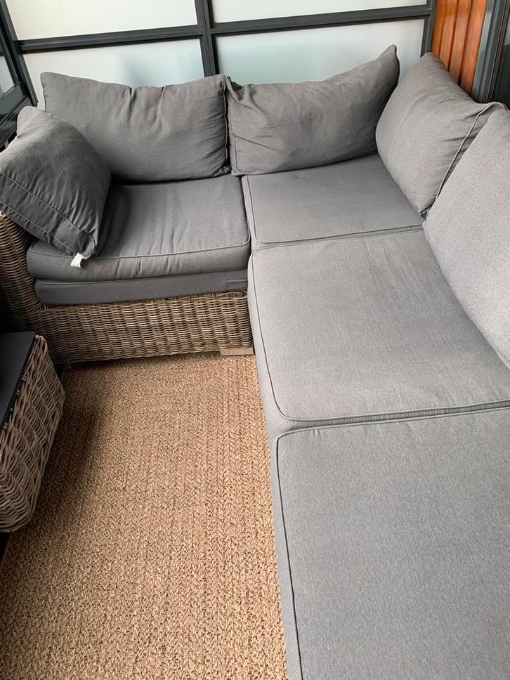 Hoek tuin loungebank incl kussens, Tuin en Terras, Tuinbanken, Gebruikt, Rotan, Ophalen