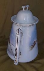 Emaille koffie pot met sneeuwlandschap., Ophalen of Verzenden