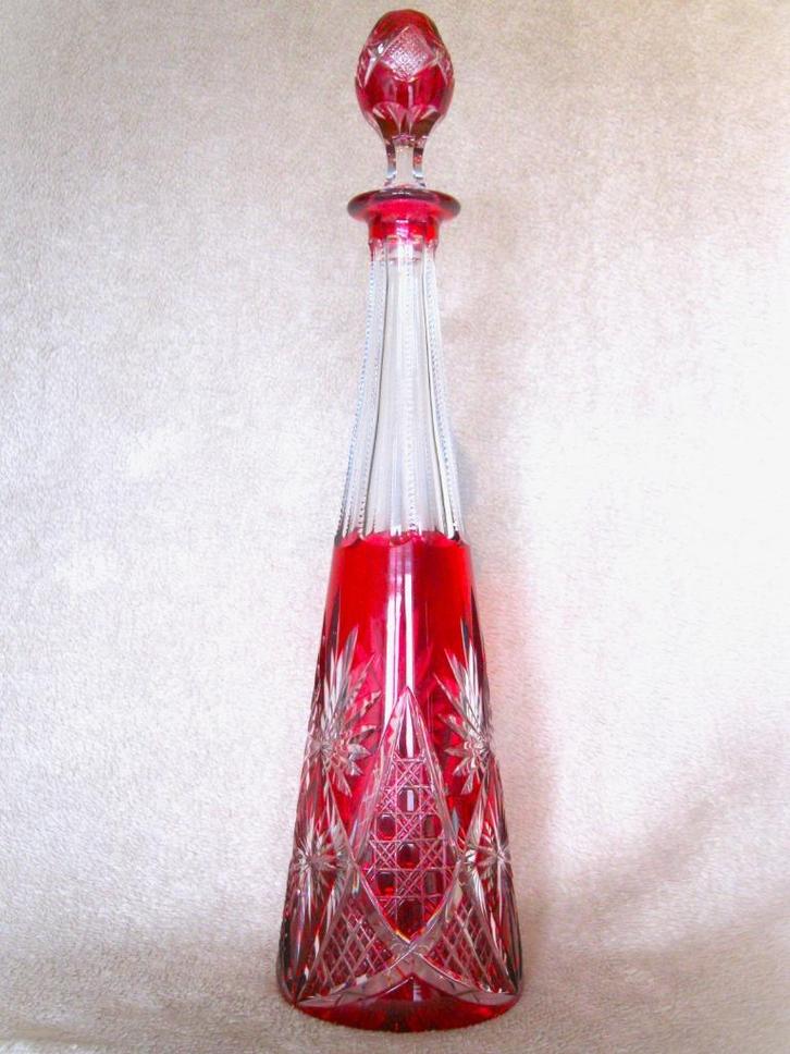 Prachtige rode karaf Val Saint Lambert, Antiek en Kunst, Antiek | Glas en Kristal, Ophalen
