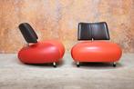ZGAN!! 2 driekleurige leren Leolux Pallone design fauteuils, Huis en Inrichting, Fauteuils, Leolux, Leolux, Design, 75 tot 100 cm