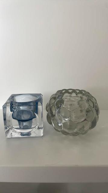 Waxinelicht-Houder Kerst Glas Kubus Vierkant Framboos beschikbaar voor biedingen