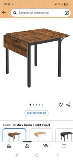 Vasagle Uitschuifbare eettafel - Rustiek bruin/zwart, Huis en Inrichting, Tafels | Eettafels, 50 tot 100 cm, Nieuw, Metaal, Vier personen