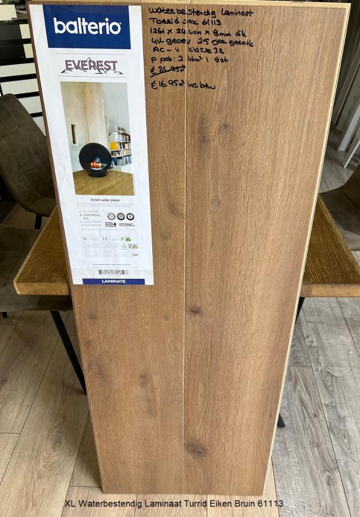 Waterbestendig XL Laminaat Turrid Eik Bruin Extra large 24cm, Huis en Inrichting, Stoffering | Vloerbedekking, Nieuw, Laminaat