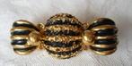 Broche. Zwart / Goud. Rolsuiting. strass steentjes., Overige materialen, Ophalen of Verzenden, Zo goed als nieuw, Goud
