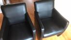 Fauteuils zwart kunstleer (2x), Huis en Inrichting, Fauteuils, Ophalen, Gebruikt, 75 tot 100 cm, 50 tot 75 cm