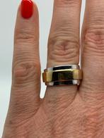 T163 Prachtige zilveren bicolor ring maat 18, Sieraden, Tassen en Uiterlijk, Ringen, 18 tot 19, Ophalen of Verzenden, X, Dame