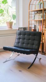 Vintage Knollstudio Barcelona Stoel - Zwart Leer, Huis en Inrichting, Stoelen, Ophalen, Gebruikt, Zwart, Metaal