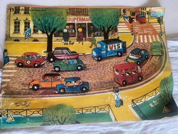 Posters kinderkamer verkeer vintage schoolplaat 60x80 cm.  beschikbaar voor biedingen
