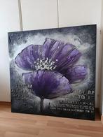 Schilderij paarse bloem met reliëf, € 35, Ophalen, Zo goed als nieuw, Schilderij, 75 cm of meer