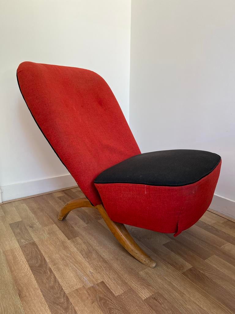 Vintage fauteuil met rode bekleding Artifort Congo, Ophalen, Gebruikt, Eén, Rood