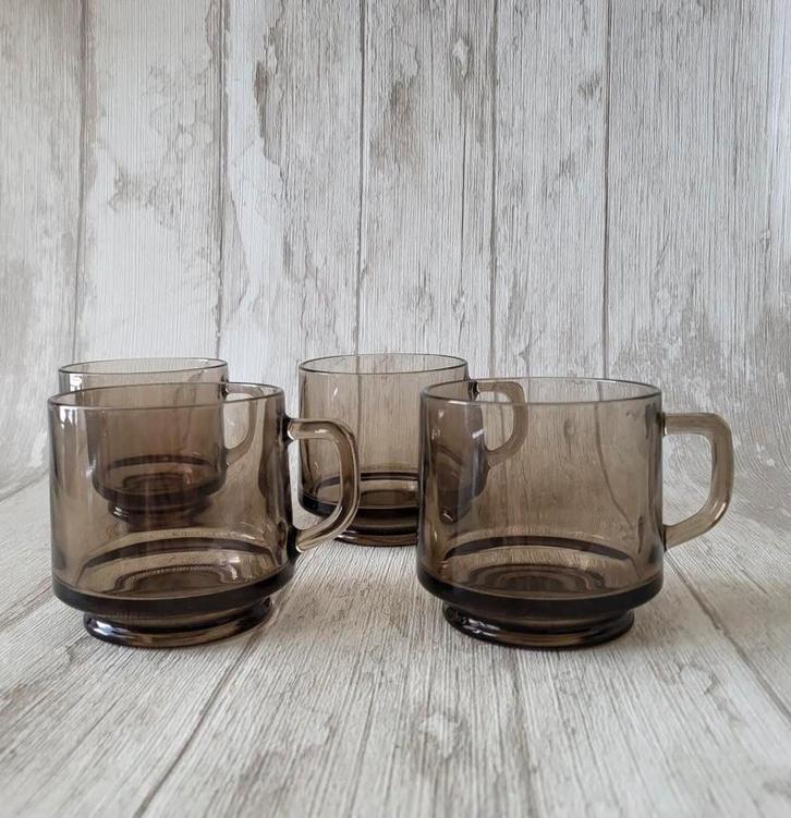 Douwe Egberts bruine koffieglazen * 6 stuks Moccona, Verzamelen, Glas en Borrelglaasjes, Zo goed als nieuw, Overige typen, Ophalen of Verzenden