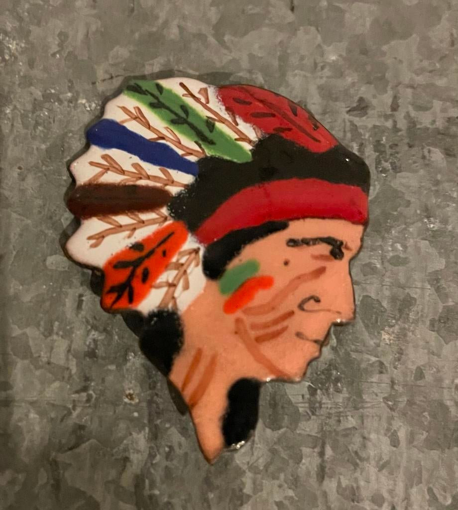 Prachtige broche indiaan Native American hoofdtooi, Ophalen of Verzenden, Zo goed als nieuw, Overige materialen