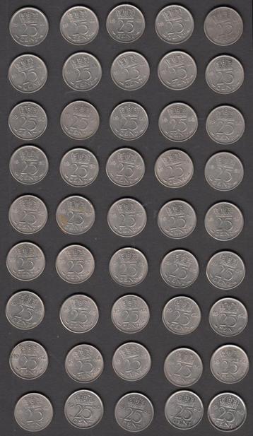 Nederland 25 cent (45 stuks) 1948-1980 oa. 9x 1948, 6x 1950  beschikbaar voor biedingen