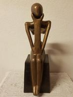 Bronzen beeld denker, denkster., Ophalen of Verzenden, Brons