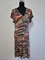 J260 - Bruin-groene Sandwich jurk maat XL-42 (1), Kleding | Dames, Jurken, Bruin, Maat 42/44 (L), Ophalen of Verzenden, Zo goed als nieuw