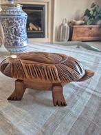 Vintage handgesneden houten opbergbox schildpad, Antiek en Kunst, Ophalen of Verzenden